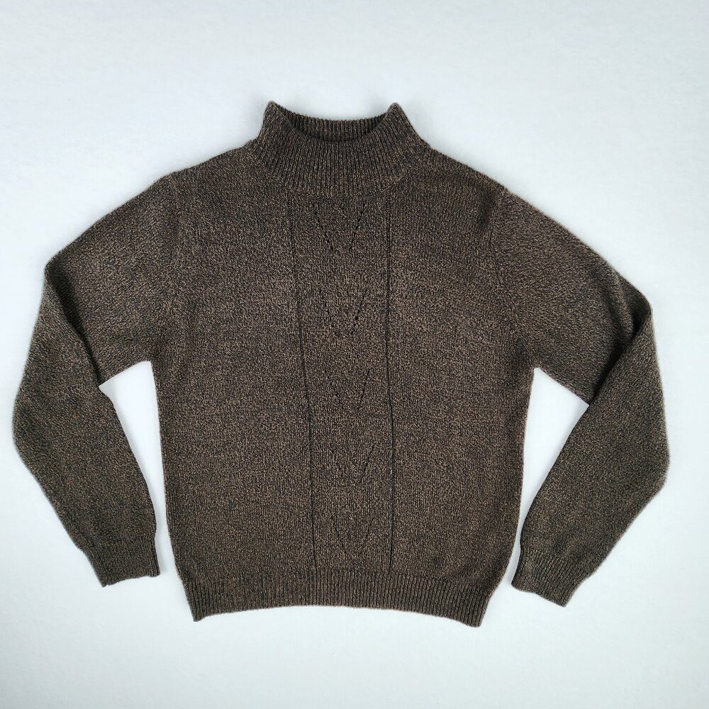 Carol Rose Brown Pullover Sweater Size L Long Sleeve Ribbed Hem Minimalist